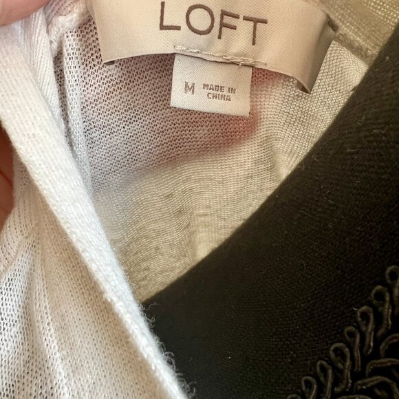 LOFT - CREAM LINEN BLEND CARDIGAN - SIZE M - Picture 5 of 7